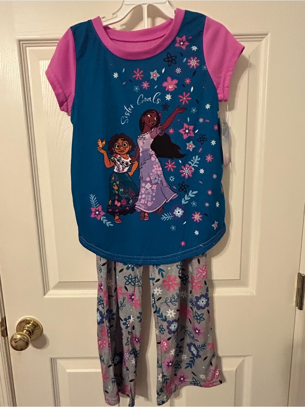 NWT-Girls Disney Encanto Teal and Pink Mirabel Sisters Pajama Set